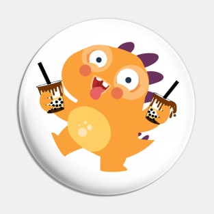 Orange Dino boba  Crazy over boba milk tea Pin