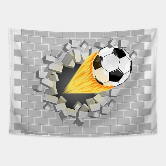 Soccer Ball - Break The Wall Tapestry by Designoholic