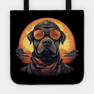 Black Pitbull Dog Funny Pilot Tote