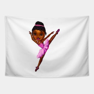 Black ballerina girl with cane rows ! beautiful  black girl with Afro hair and dark brown skin wearing a pink tutu.Hair love ! Tapestry