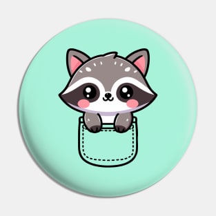 Cute Kawaii Raccoon In A Pocket Pin