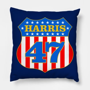 Kamala Harris 47 Patriotic Shield Pillow