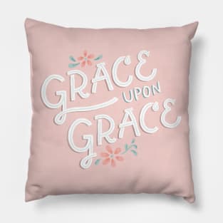 Grace Upon Grace - Floral - Hand Lettering Pillow