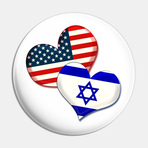 USA and Israel hearts Pin by Gaspar Avila