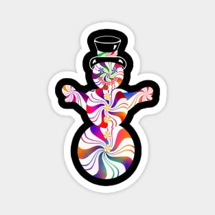 Cute Rainbow Peppermint Holiday Snowman Magnet