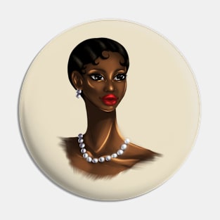 Black Elegance Excellent Melanin Woman Beautiful Portrait Pin