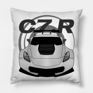 Vette White Racecar Pillow