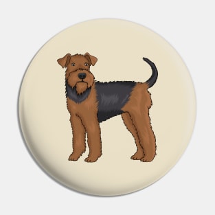 Airedale terrier dog cartoon illustration Pin