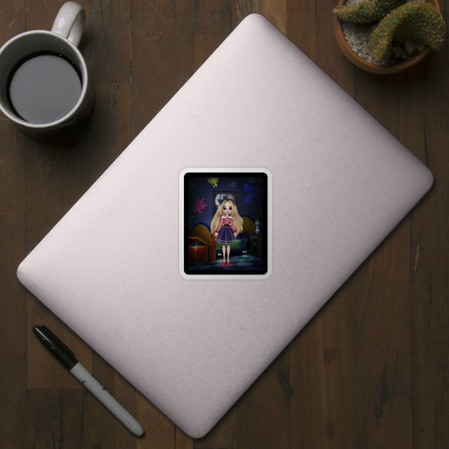 Teenager and the monsters - Fantasy Illustration - Sticker