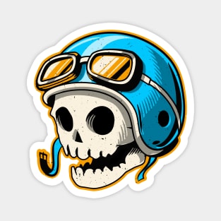 Skull in Motorcycle Helmet Magnet