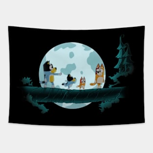 bluey walk in moon Tapestry