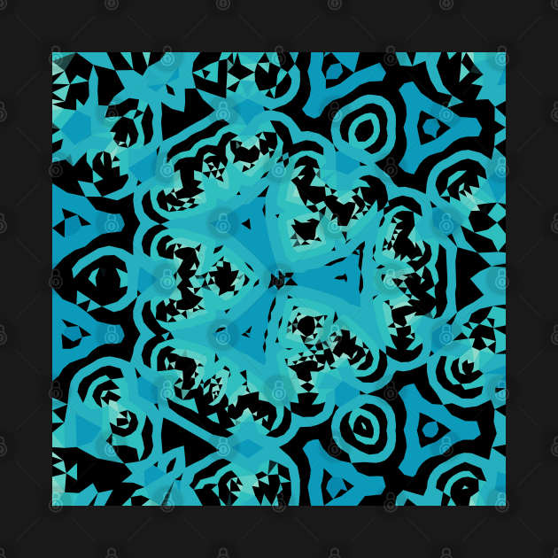 Sketch Kaleidoscope Blue Green Heart Pattern by Peaceful Space AS