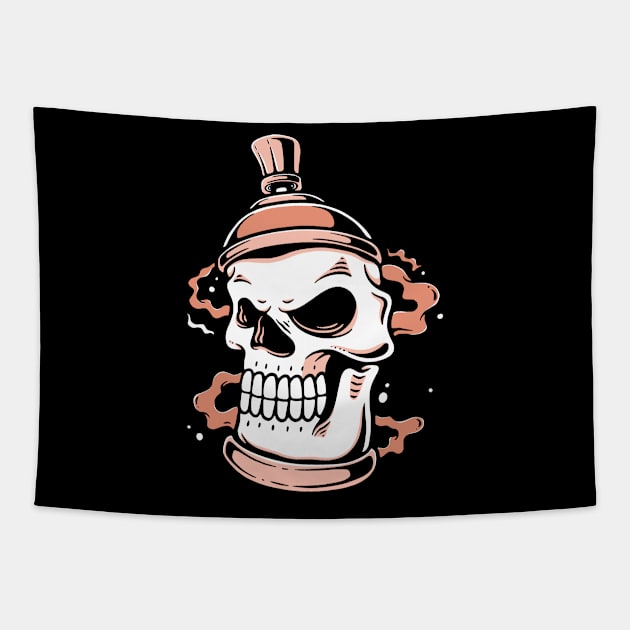 Angry Spray Skull Tapestry by Pongatworks Store