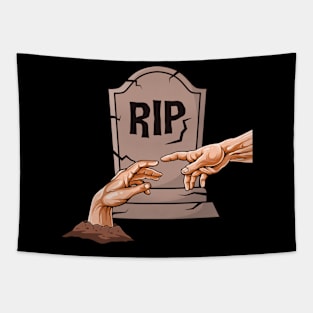 Funny Halloween Art Parody Tapestry