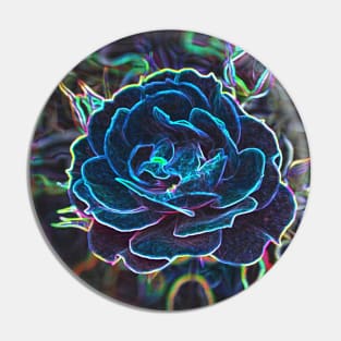 Swirly Blue Neon Rose Pin