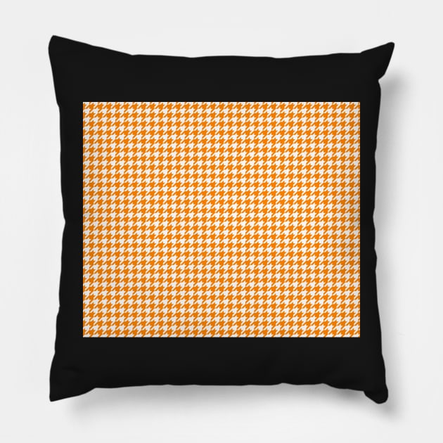 White and Orange Houndstooth Pillow by CraftyCatz