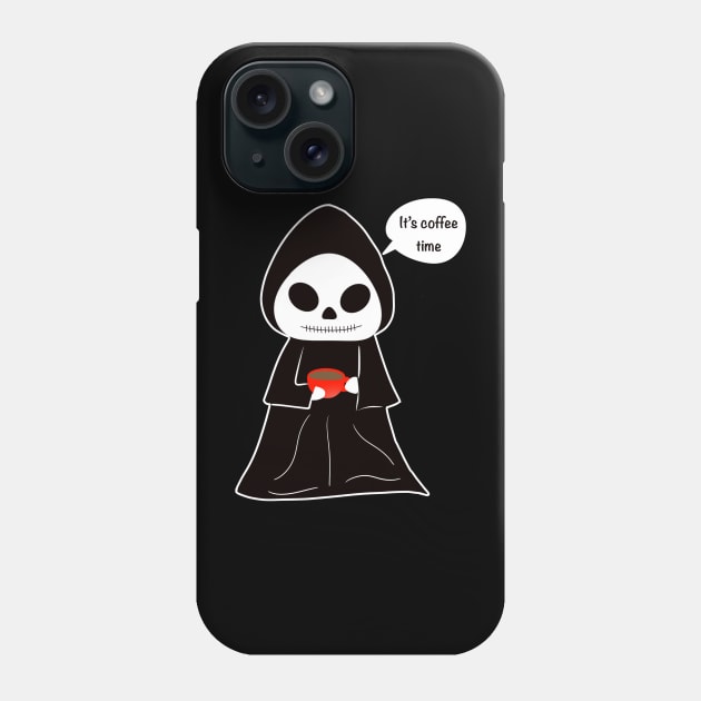 Skull drinks coffee Phone Case by edbellweis