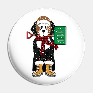 Let It Snow Bernese Mountain Dog Pin