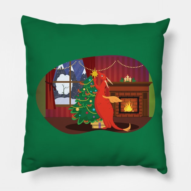 Dragon Christmas Pillow by Little Painters