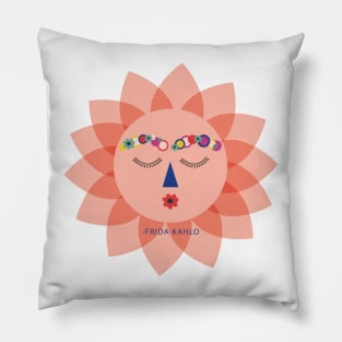 Colorful cute funny sun Frida kahlo portrait viva la vida mexican painter Pillow