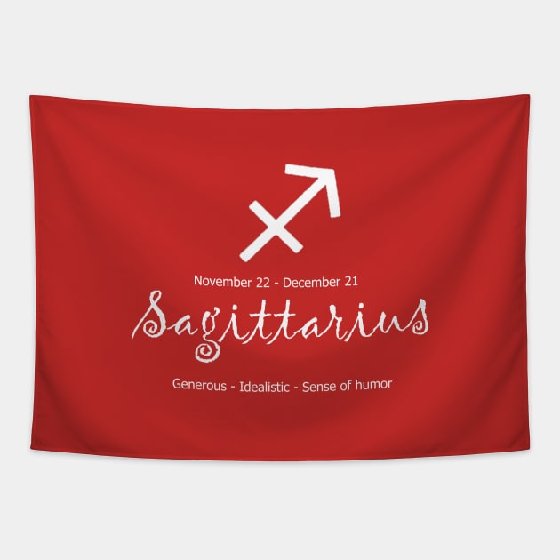 Sagittarius astrological sign design. Tapestry by halazidan