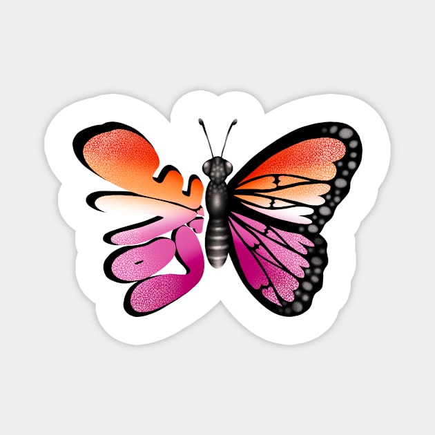 Lesbian Pride Butterfly Magnet by JessieiiiDesign