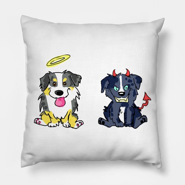 2 australian shepherds Pillow by Ahkneetah