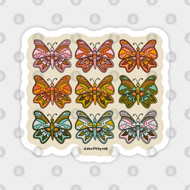 Rainbow Butterflies Magnet by Doodle by Meg