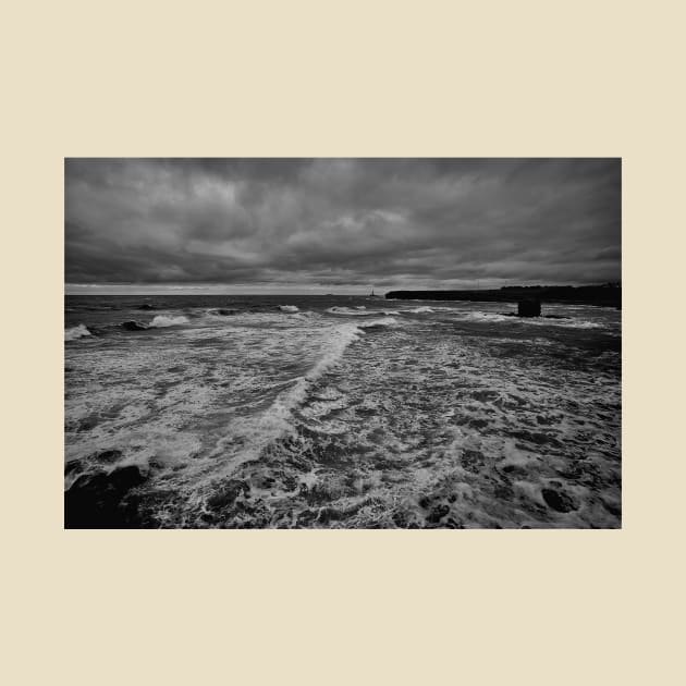 Collywell Bay storm - Monochrome by Violaman