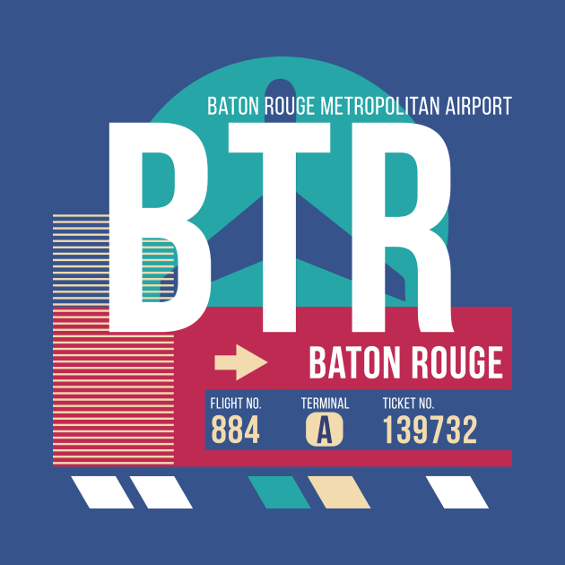 Baton Rouge, Louisiana (BTR) Airport Code Baggage Tag by SLAG_Creative