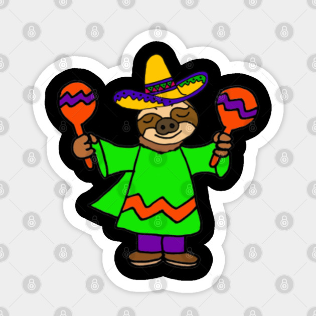 Cute Sloth Shaking Maracas Cartoon Sloth Sticker Teepublic