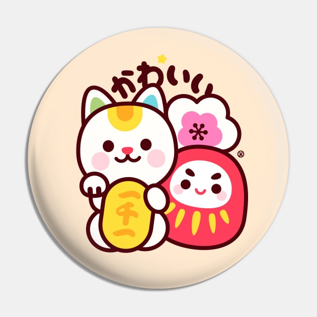 Maneki Daruma Kawaii Pin by kudasai