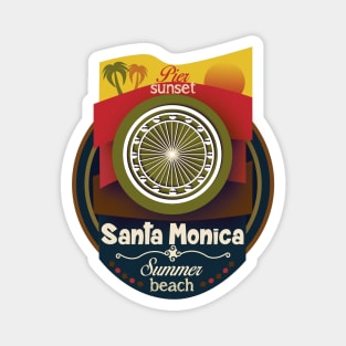 Sunset Pier - Santa Monica Pacific Wheel (bronze and blue) Magnet