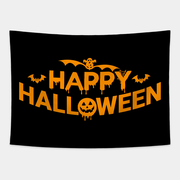 Happy Halloween Text Tapestry by monika27