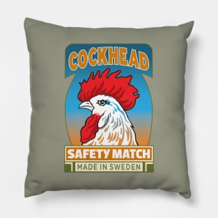 Cockhead Retro Matchbox Label #1 Pillow