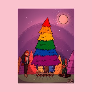 Lgbtq+ christmas tree rainbow gift design T-Shirt