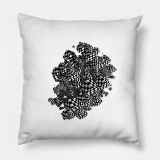 Geometric cubes in black and white check pattern. Pillow