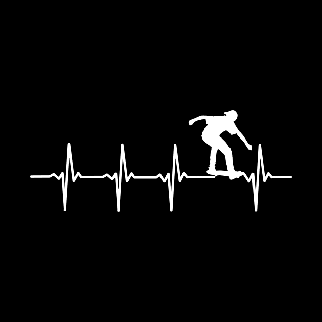 Skating Heartbeat Gift For Skaters & Skateboarders by OceanRadar