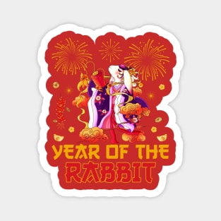 2023 Chinese New Year Dabbing Rabbit Fireworks New Year Eve Magnet