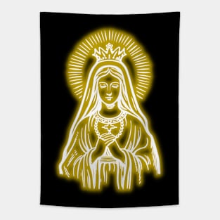 Gold Neon Blessed Virgin Mary Tapestry