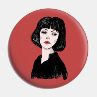 The Mysterious Dark Haired Lady Sketchbook Girl Drawing Pin