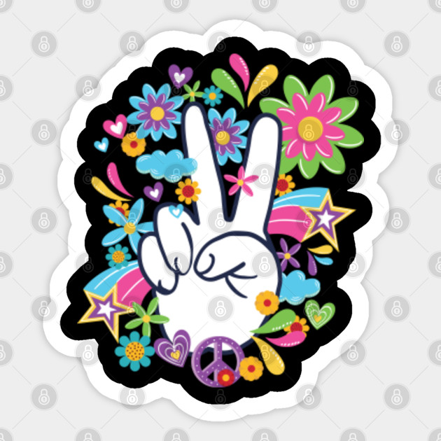 Flowers Hippie Peace Shirt I 60s Hippie Clothes Hippie Sticker