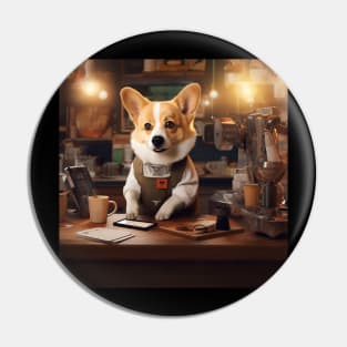 Barista Corgi Pin