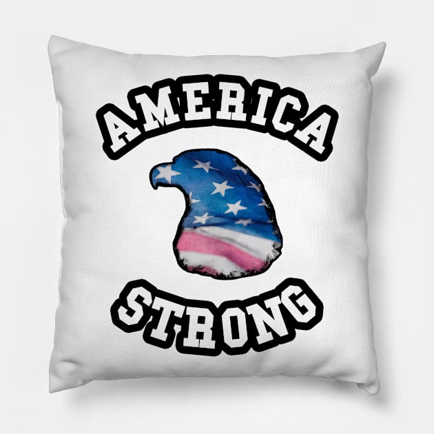 🦅 America Strong, 1776, Eagle Head Flag, Patriotic Pillow by Pixoplanet