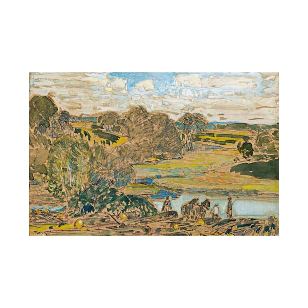 Extensive Landscape With River by Childe Hassam by Classic Art Stall