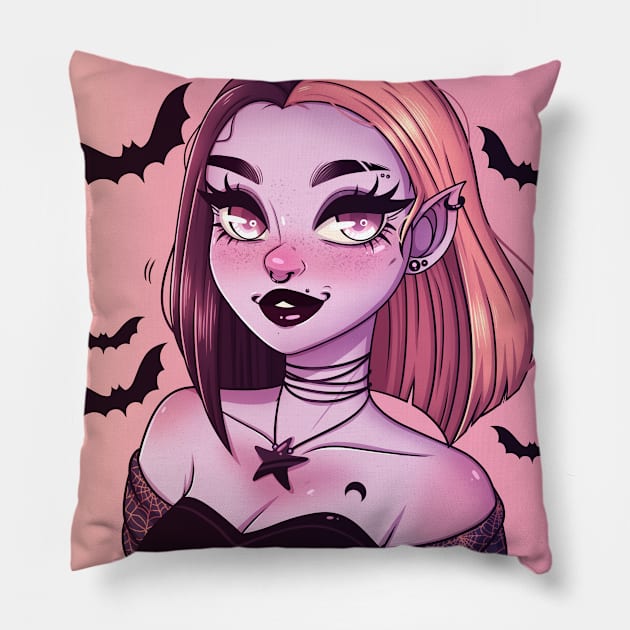 Vampire Girl Pillow by PeppermintKamz