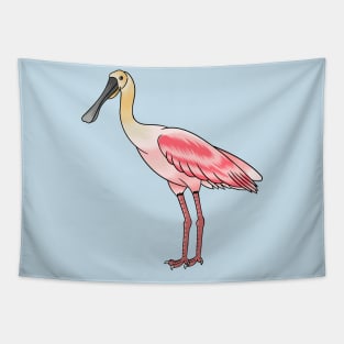 Roseate spoonbill bird cartoon illustration Tapestry