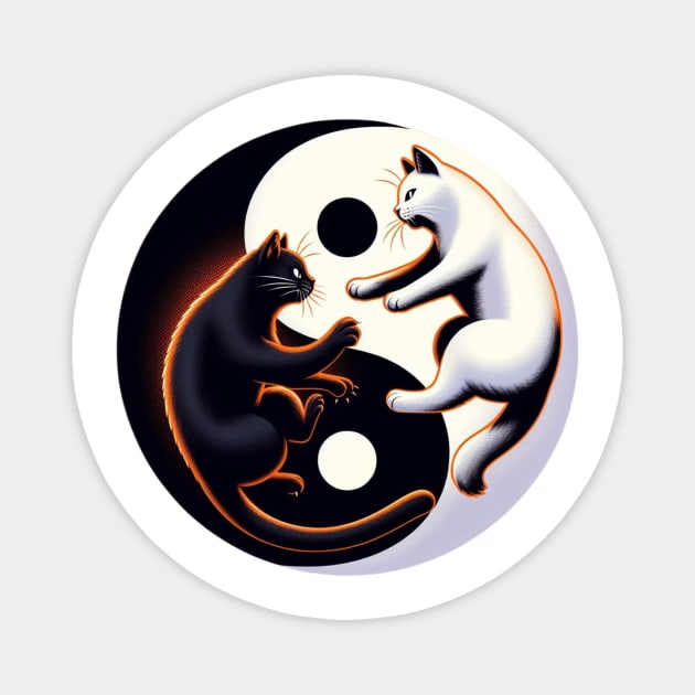 Ying Yang Cat Fight Magnet by Shawn's Domain