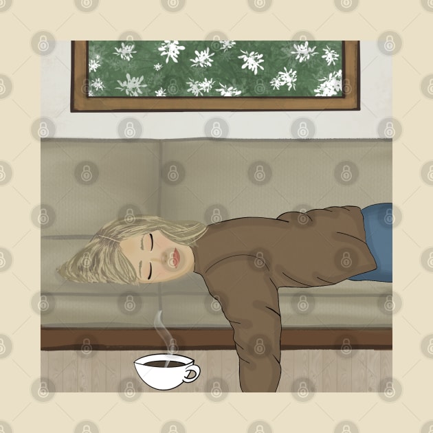 Sleeping coffee addict by hande.draws