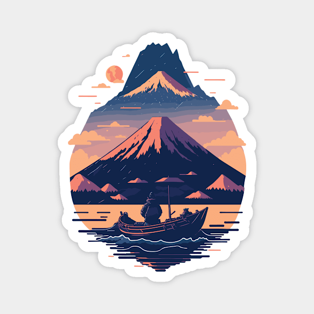 Serene Mount Fuji Sunset Peaceful River Scenery Magnet by star trek fanart and more